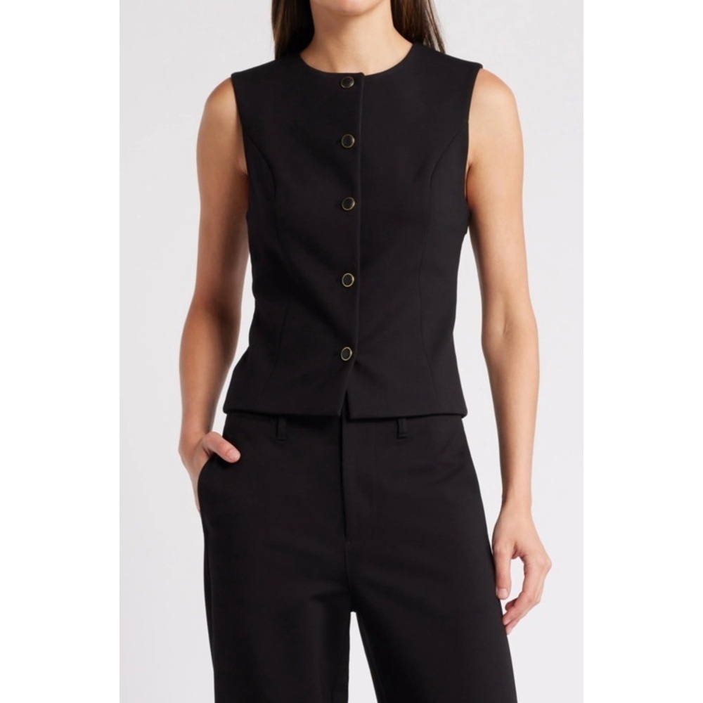 NEW RAG + BONE Irina Twill Vest in Black